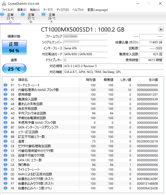 ストレージ 選び方 S.M.A.R.T. ツール Crystal Disk Info