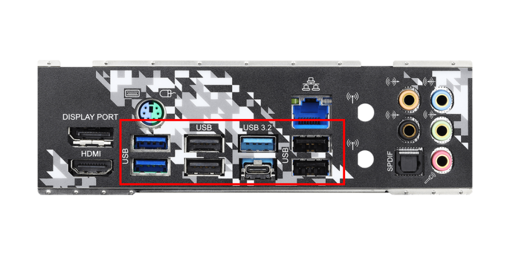 マザーボード 名称 バックパネル 1 USBポート