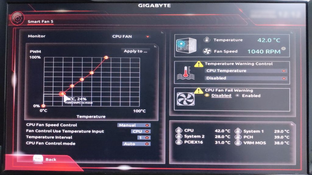 マザーボード bios 5 ファン設定 2 手動